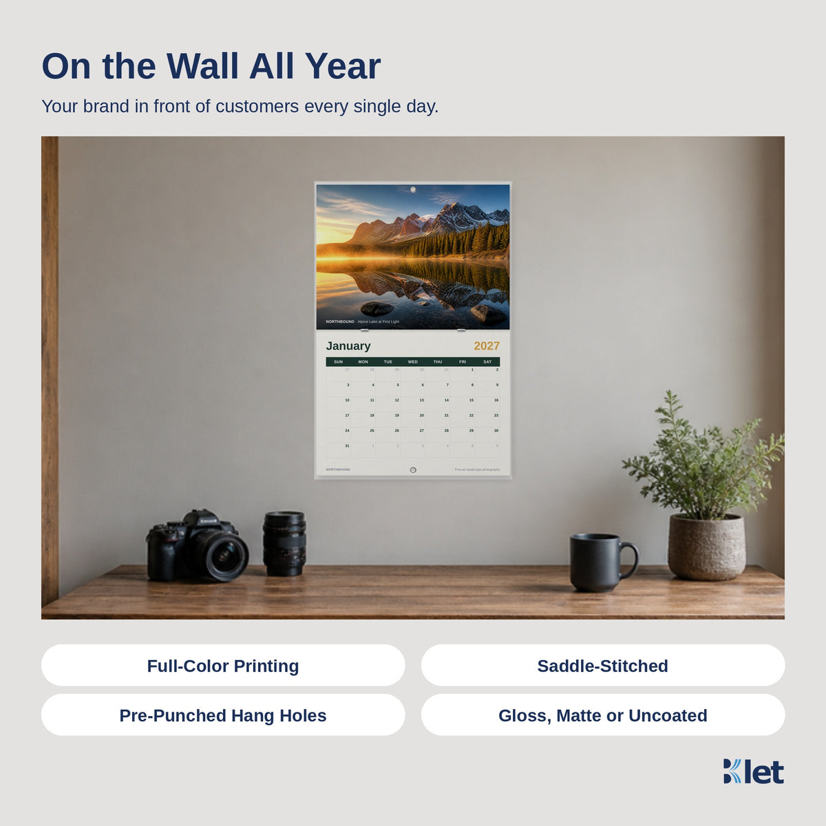 12 x 9 wall calendar hanging on a wall