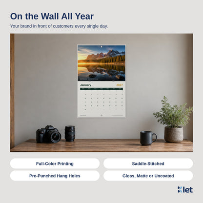 12 x 9 wall calendar hanging on a wall