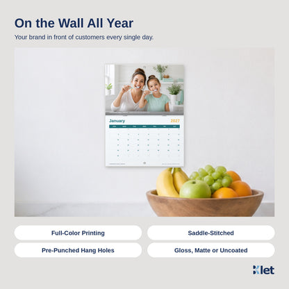 8.5 x 5.5 wall calendar hanging on a wall