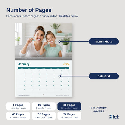 Page count options for 8.5 x 5.5 wall calendars