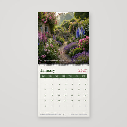 Custom 12 x 12 spiral wall calendar hanging open