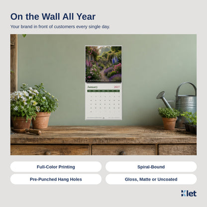 12 x 12 spiral calendar hanging on a wall