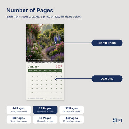 Spiral wall calendar page count options