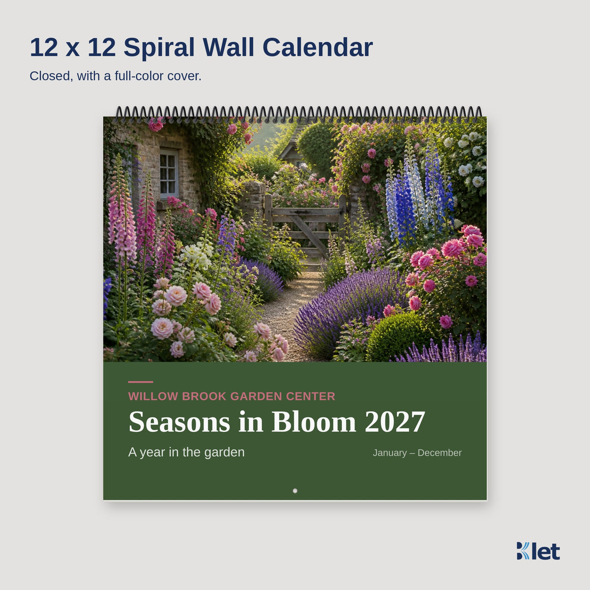 12 x 12 spiral wall calendar closed cover
