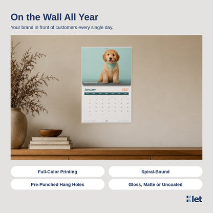 12 x 9 spiral calendar hanging on a wall