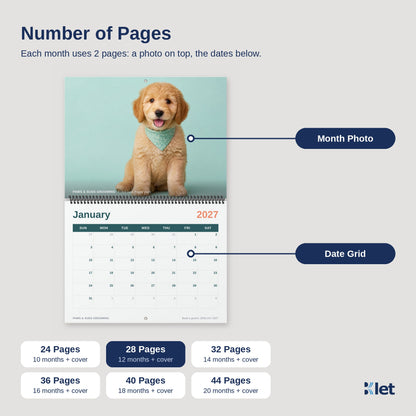 Spiral wall calendar page count options