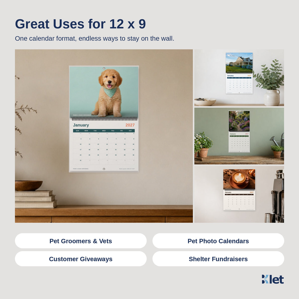 Uses for 12 x 9 spiral wall calendars