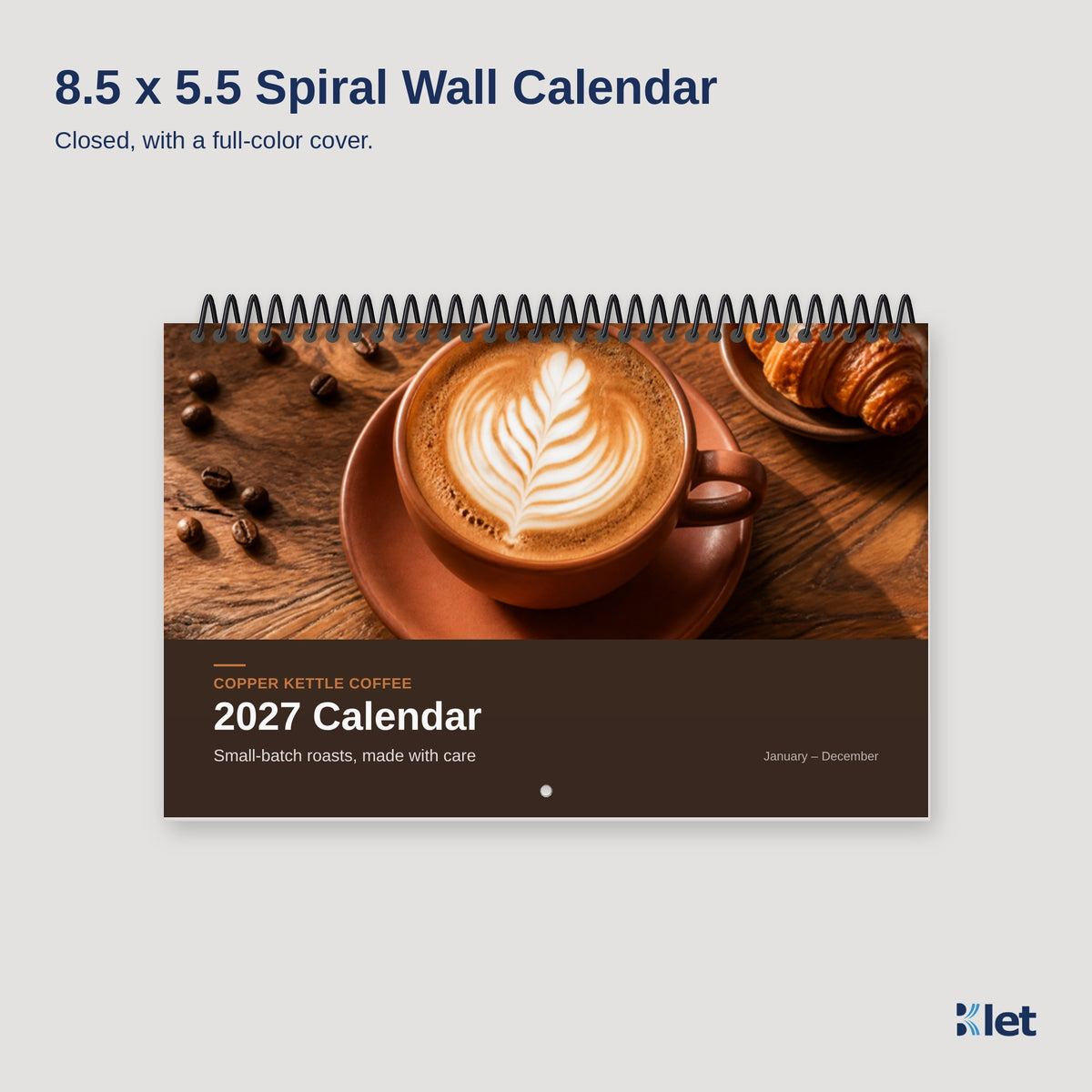 8.5 x 5.5 spiral wall calendar closed cover