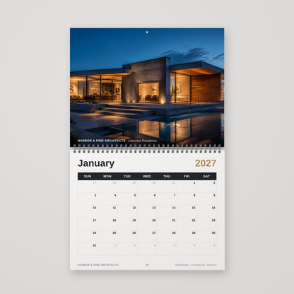 Custom 11 x 8.5 Wire-O wall calendar hanging open