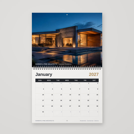 Custom 11 x 8.5 Wire-O wall calendar hanging open