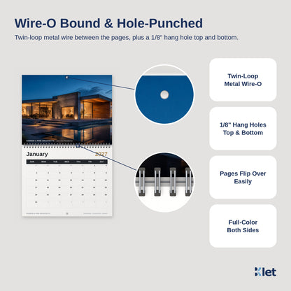 Wire-O binding and 1/8 inch hang holes close-up
