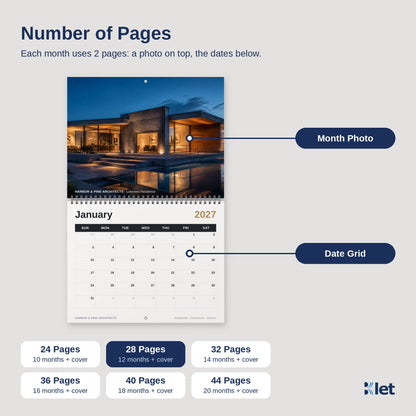 Wire-O wall calendar page count options