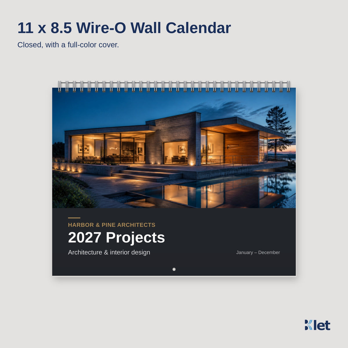 11 x 8.5 Wire-O wall calendar closed cover