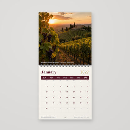 Custom 12 x 12 Wire-O wall calendar hanging open