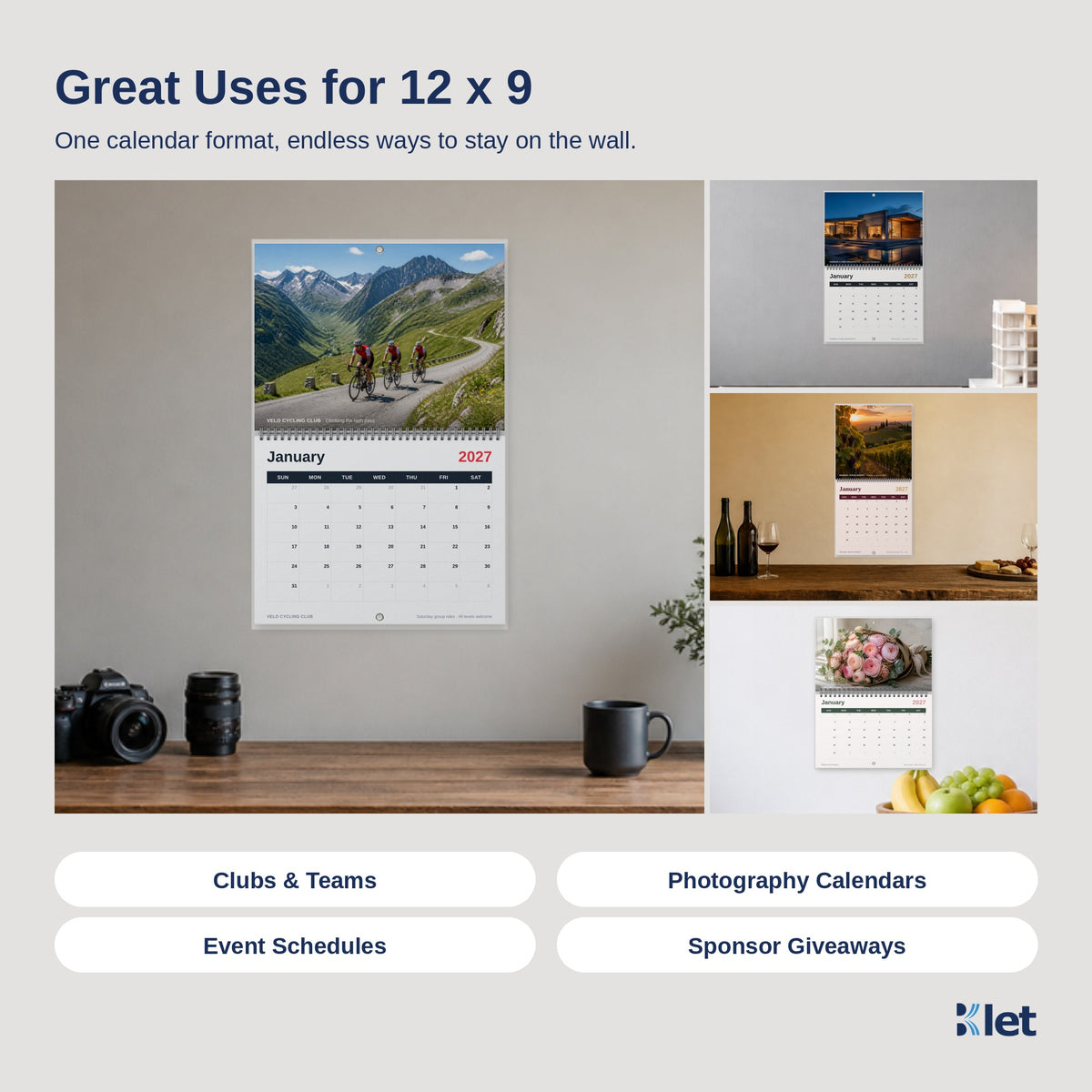 Uses for 12 x 9 Wire-O wall calendars