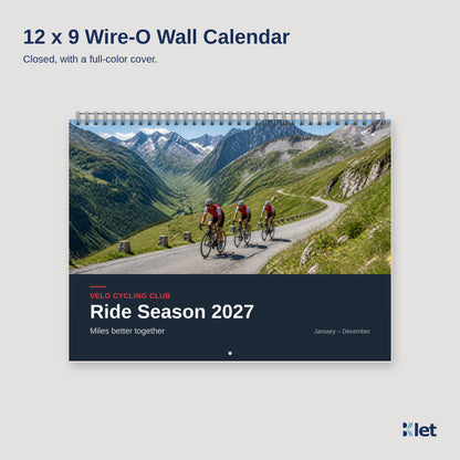 12 x 9 Wire-O wall calendar closed cover