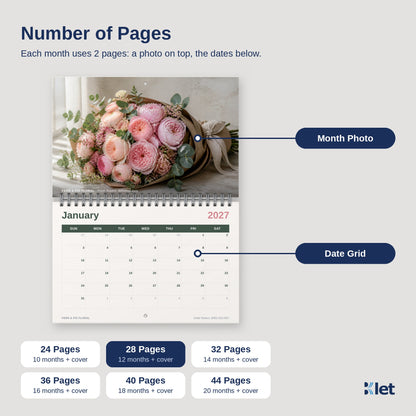 Wire-O wall calendar page count options