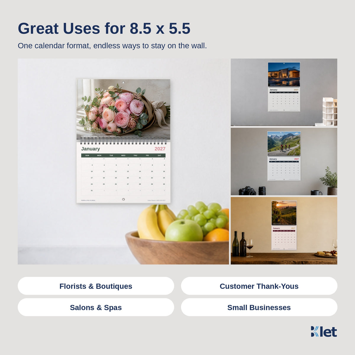 Uses for 8.5 x 5.5 Wire-O wall calendars