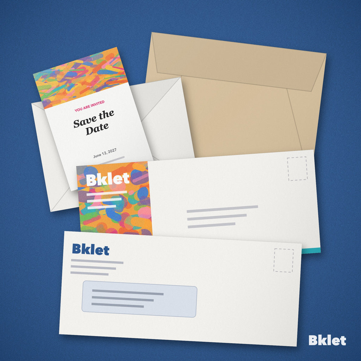 Custom printed envelopes by Bklet: invitation, business and catalog envelopes