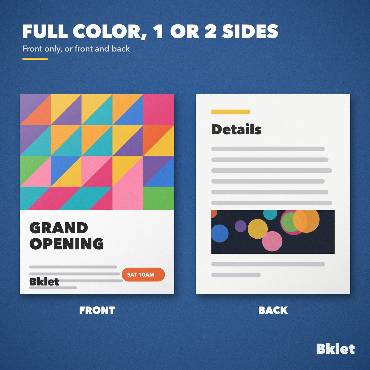 Flyers printed in full color on one or both sides