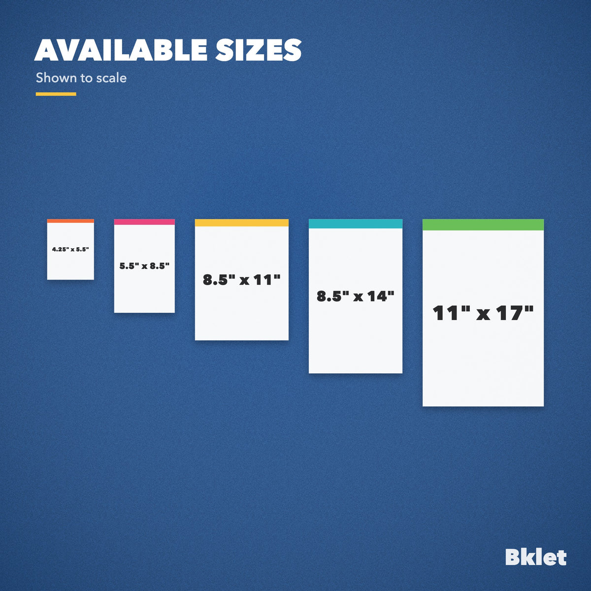Flyer sizes shown to scale