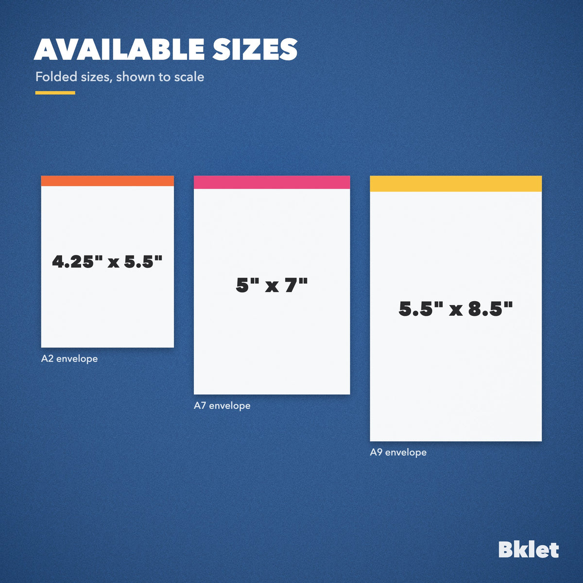Greeting card sizes with matching envelopes
