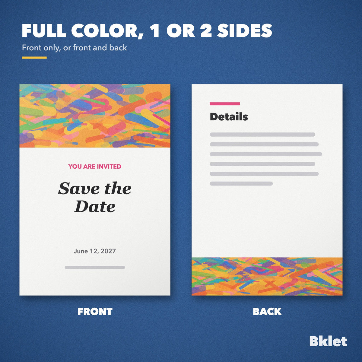 Invitations printed in full color on one or both sides