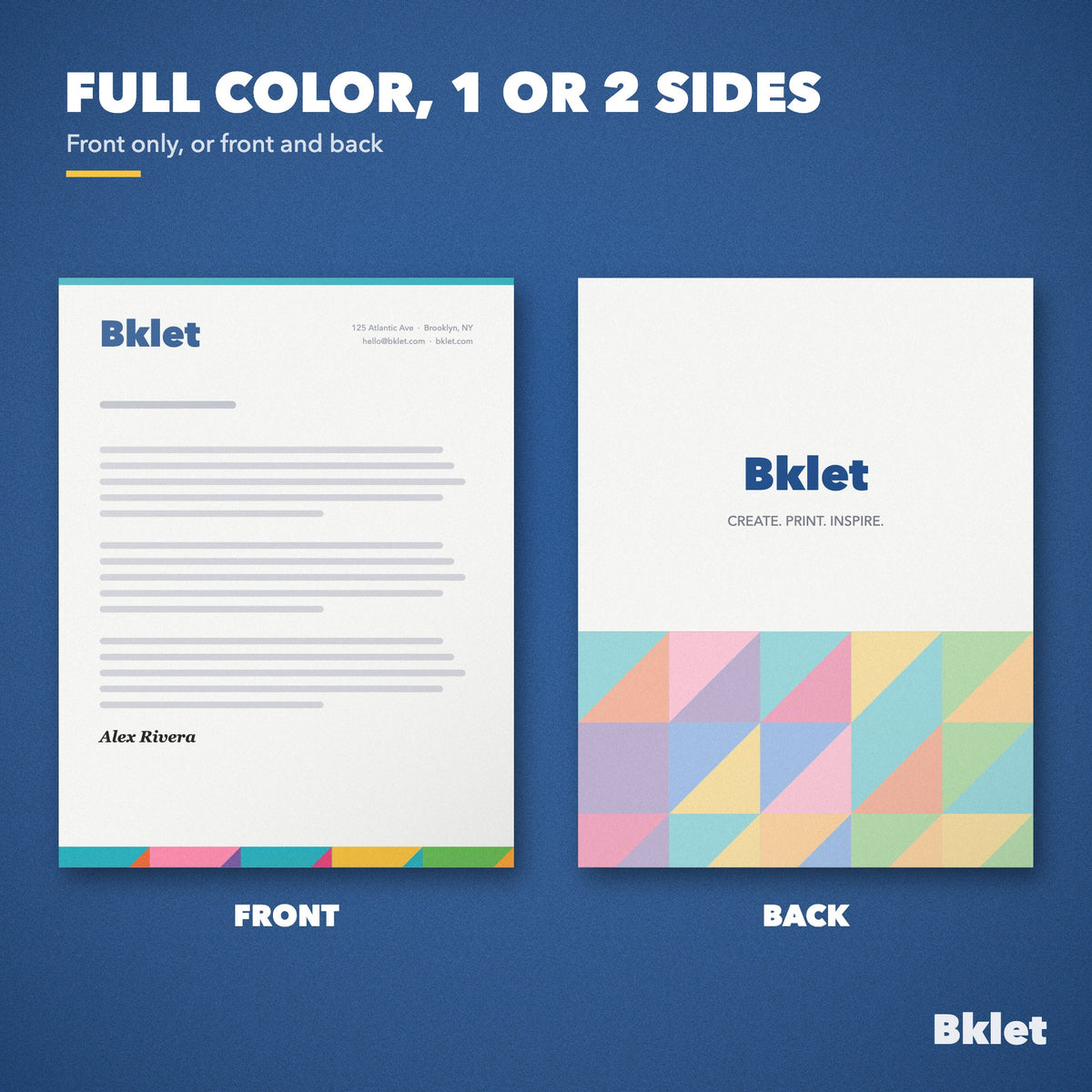 Letterhead printed in full color on one or both sides