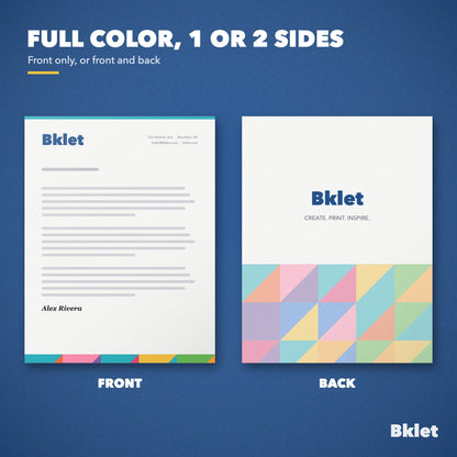 Letterhead printed in full color on one or both sides