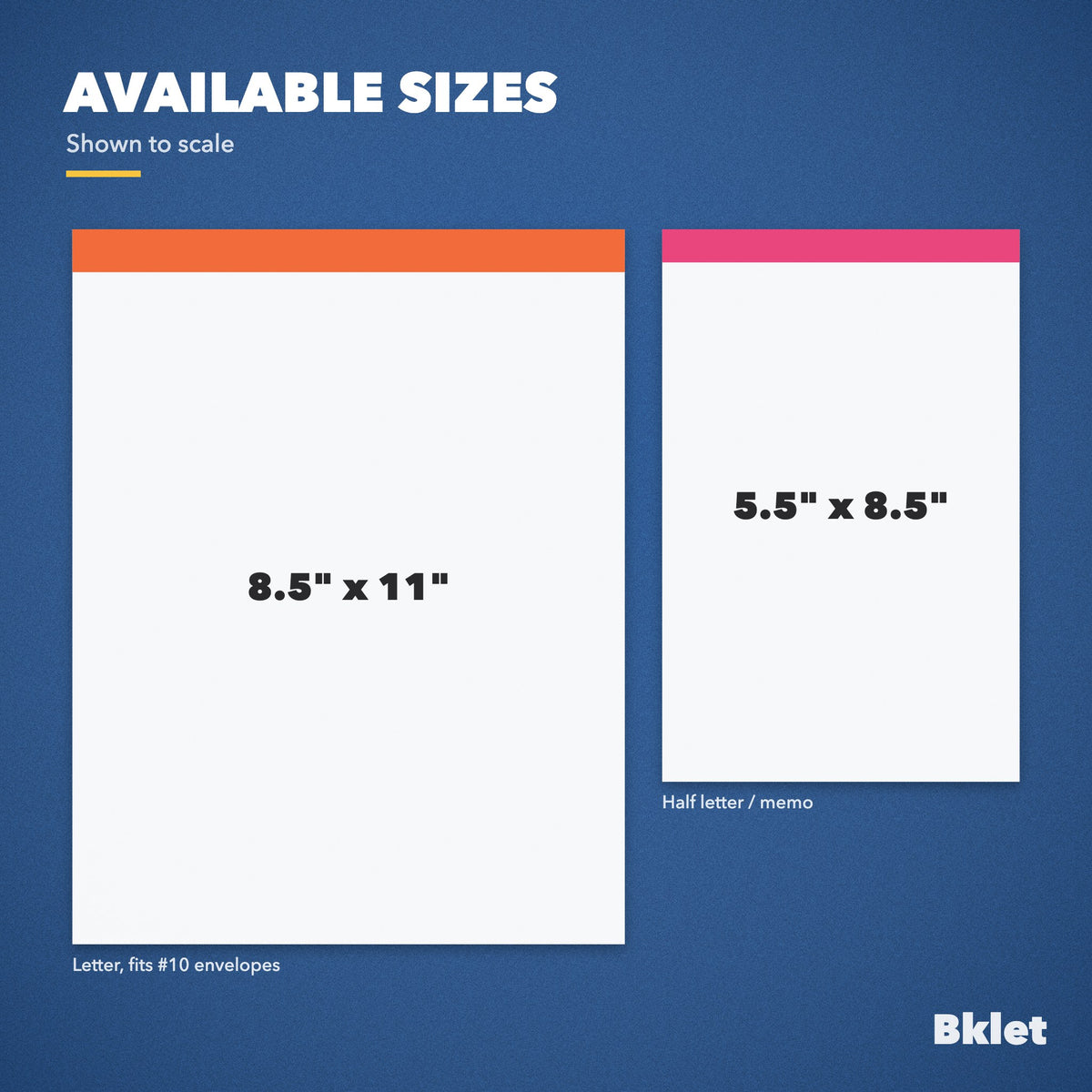 Letterhead sizes shown to scale: letter and half letter