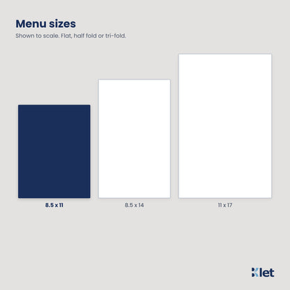 Menu sizes shown to scale