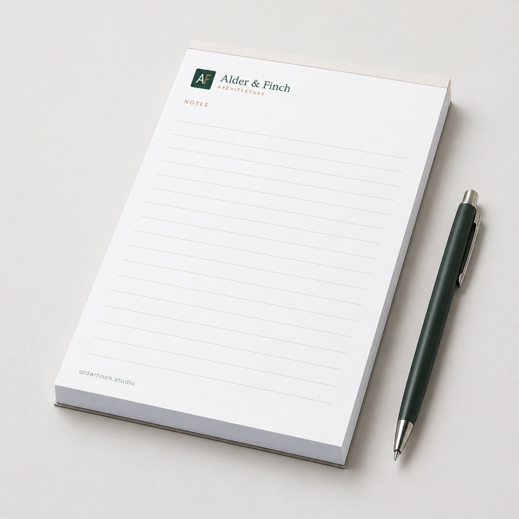 Custom printed notepad with a pen
