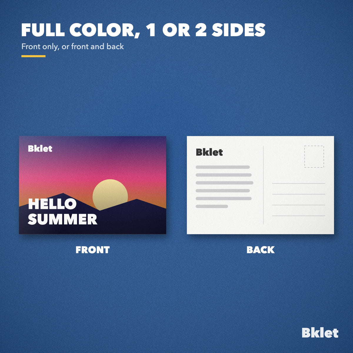 Postcards printed in full color on one or both sides