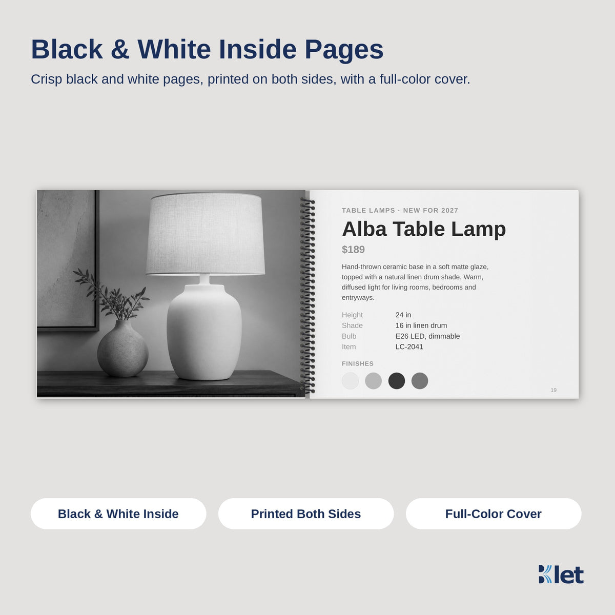 11 x 8.5 spiral book inside pages, black and white