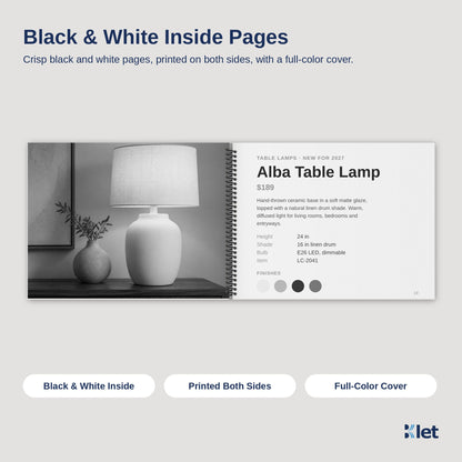 11 x 8.5 spiral book inside pages, black and white