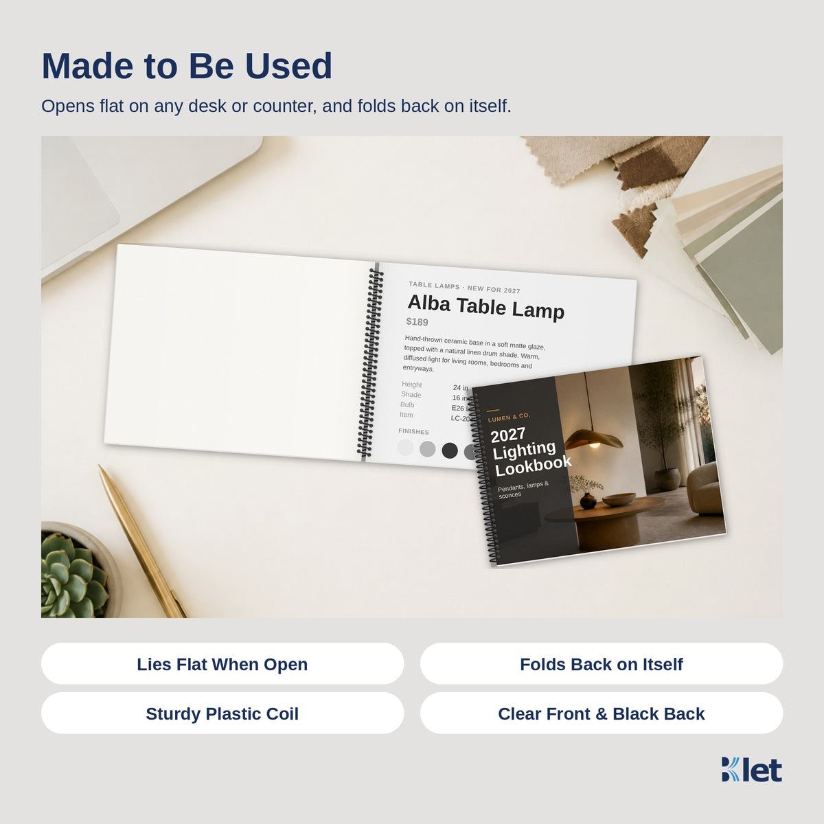 11 x 8.5 spiral bound book lying flat on a table