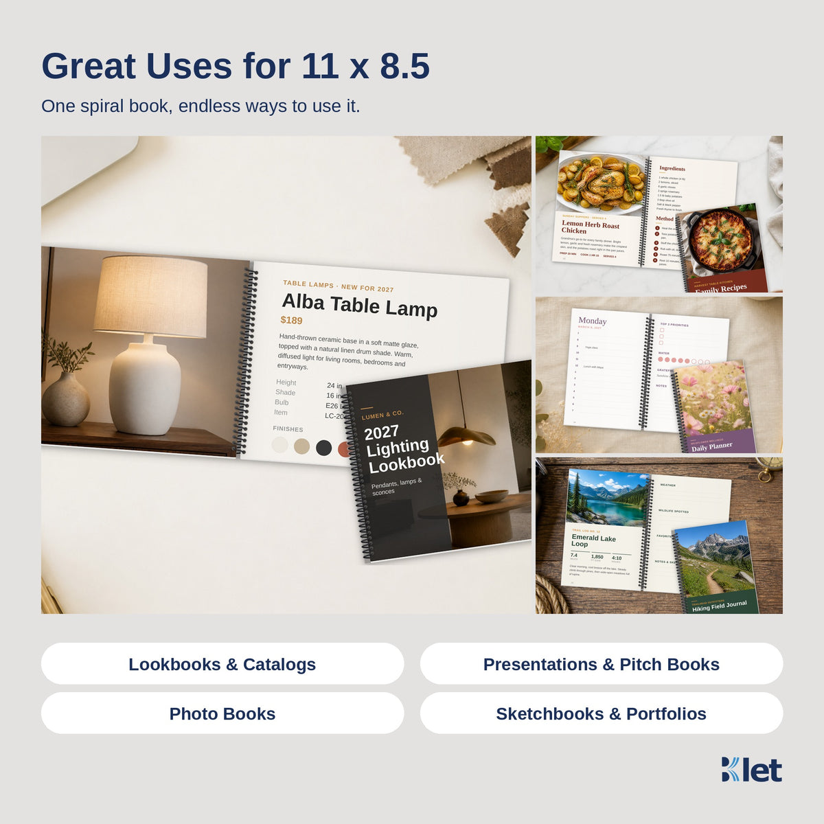 Uses for 11 x 8.5 spiral bound books