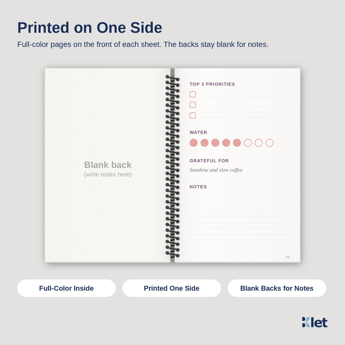 5.5 x 8.5 spiral book inside pages, full-color single-sided
