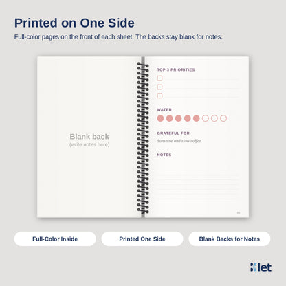 5.5 x 8.5 spiral book inside pages, full-color single-sided