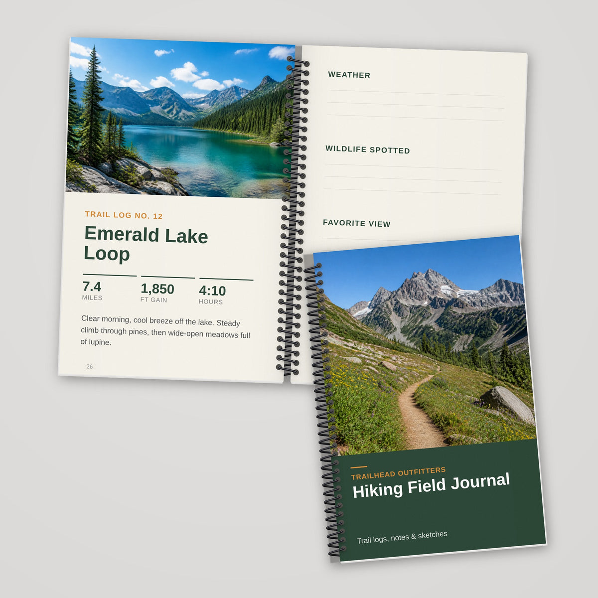 Custom 6 x 9 spiral bound book, full-color pages, open and closed