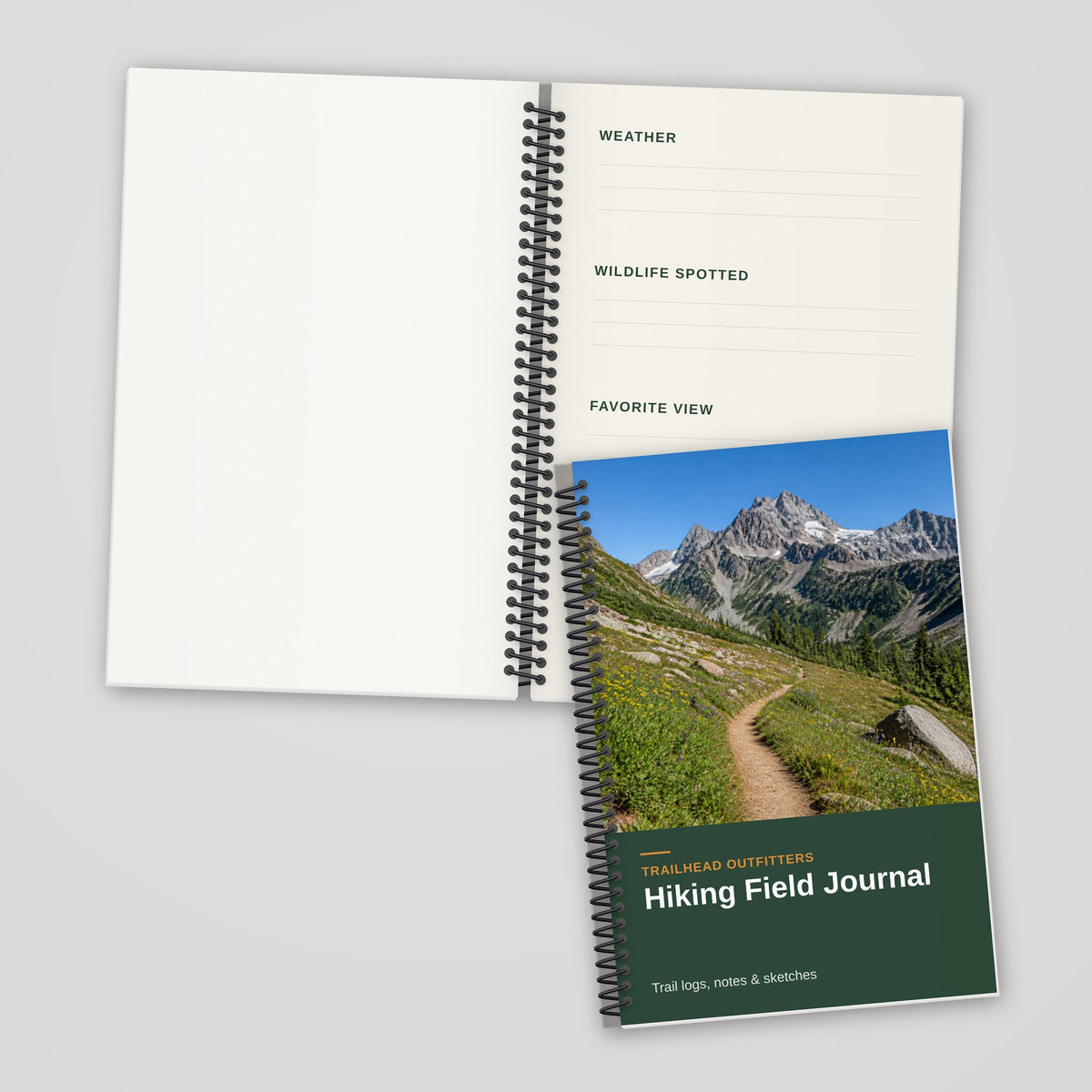 Custom 6 x 9 spiral bound book, full-color single-sided pages, open and closed
