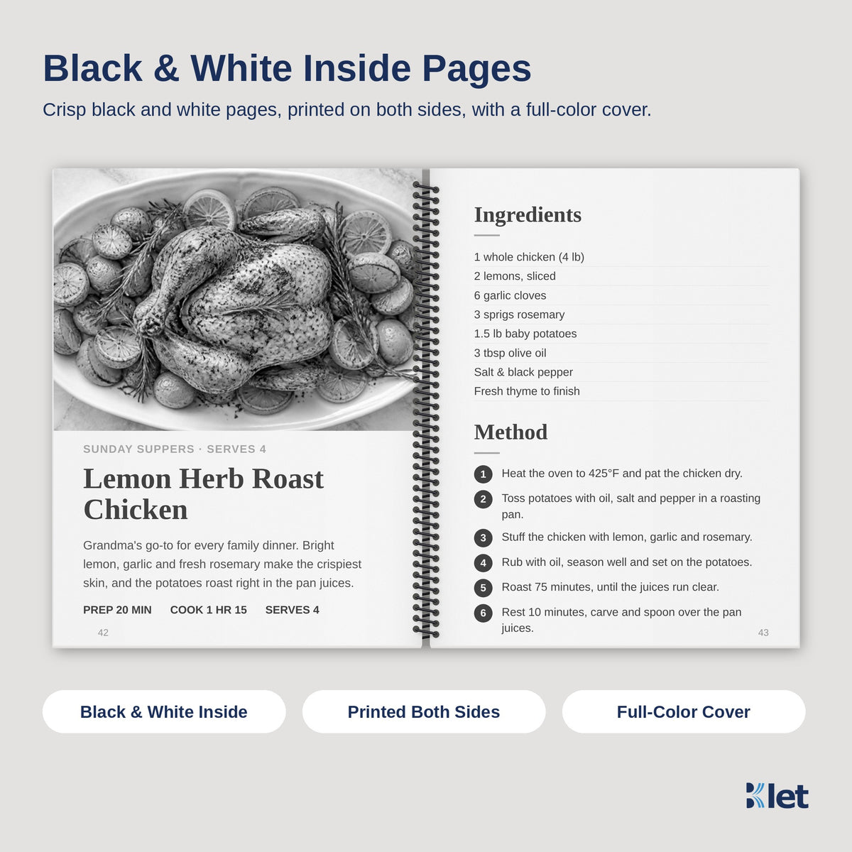 8.5 x 11 spiral book inside pages, black and white