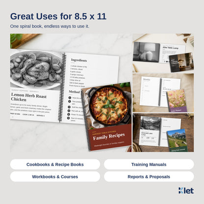 Uses for 8.5 x 11 spiral bound books with black and white pages