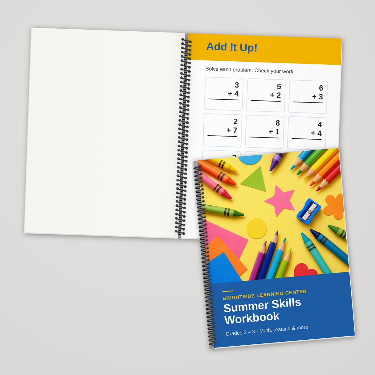 Custom 9 x 12 spiral bound book, full-color single-sided pages, open and closed