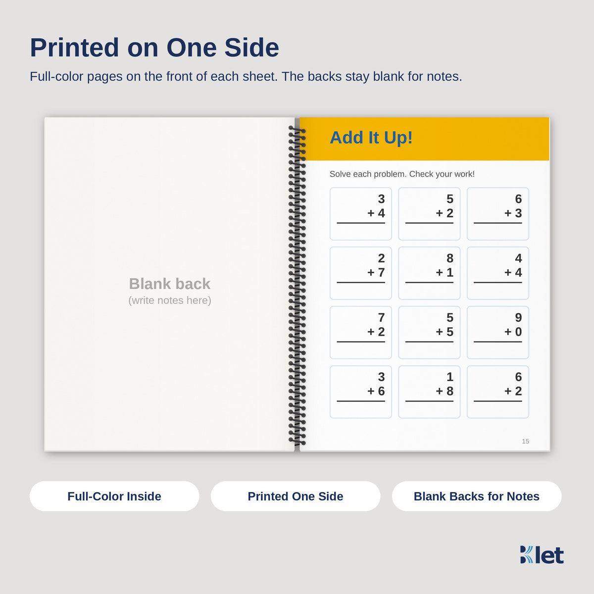 9 x 12 spiral book inside pages, full-color single-sided