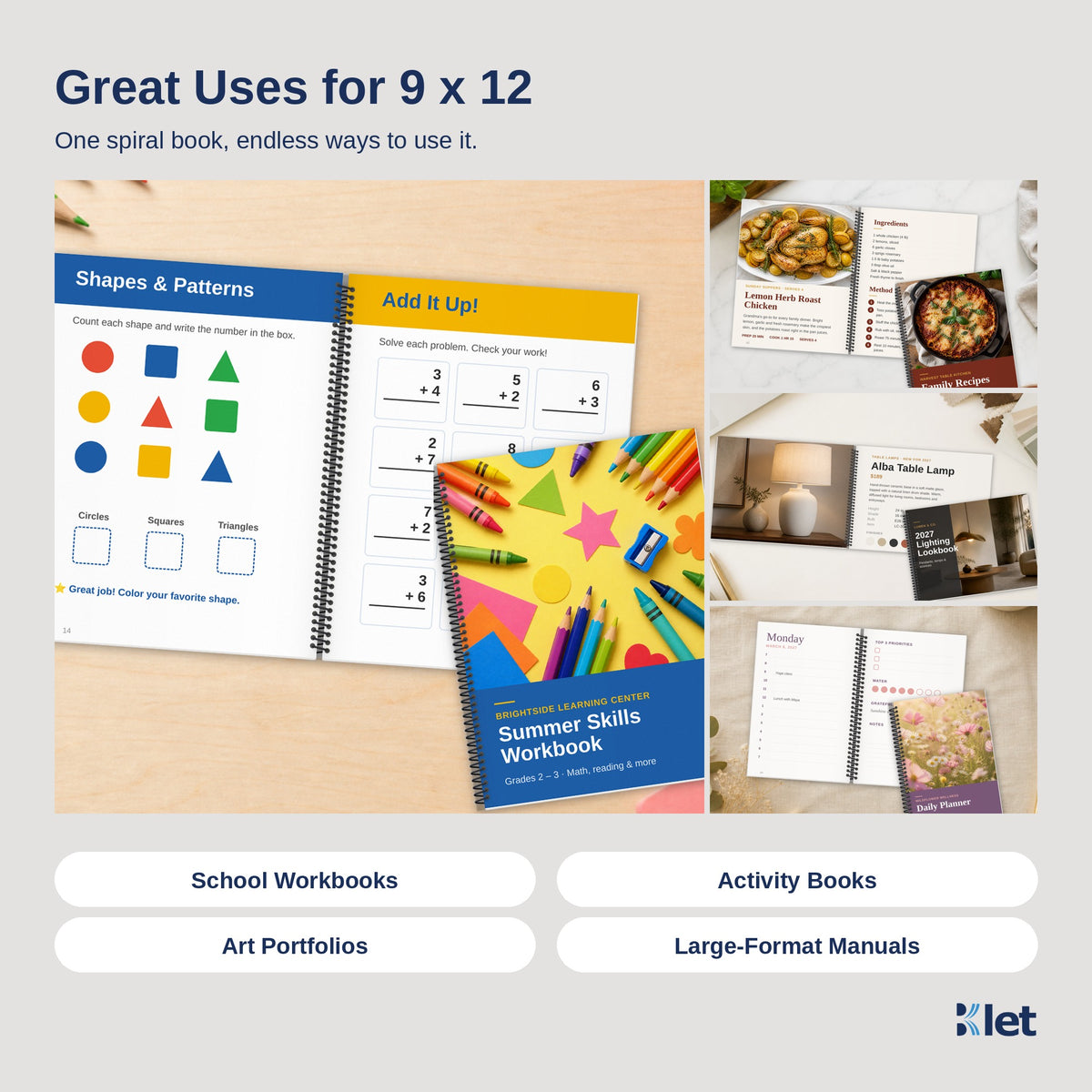 Uses for 9 x 12 spiral bound books