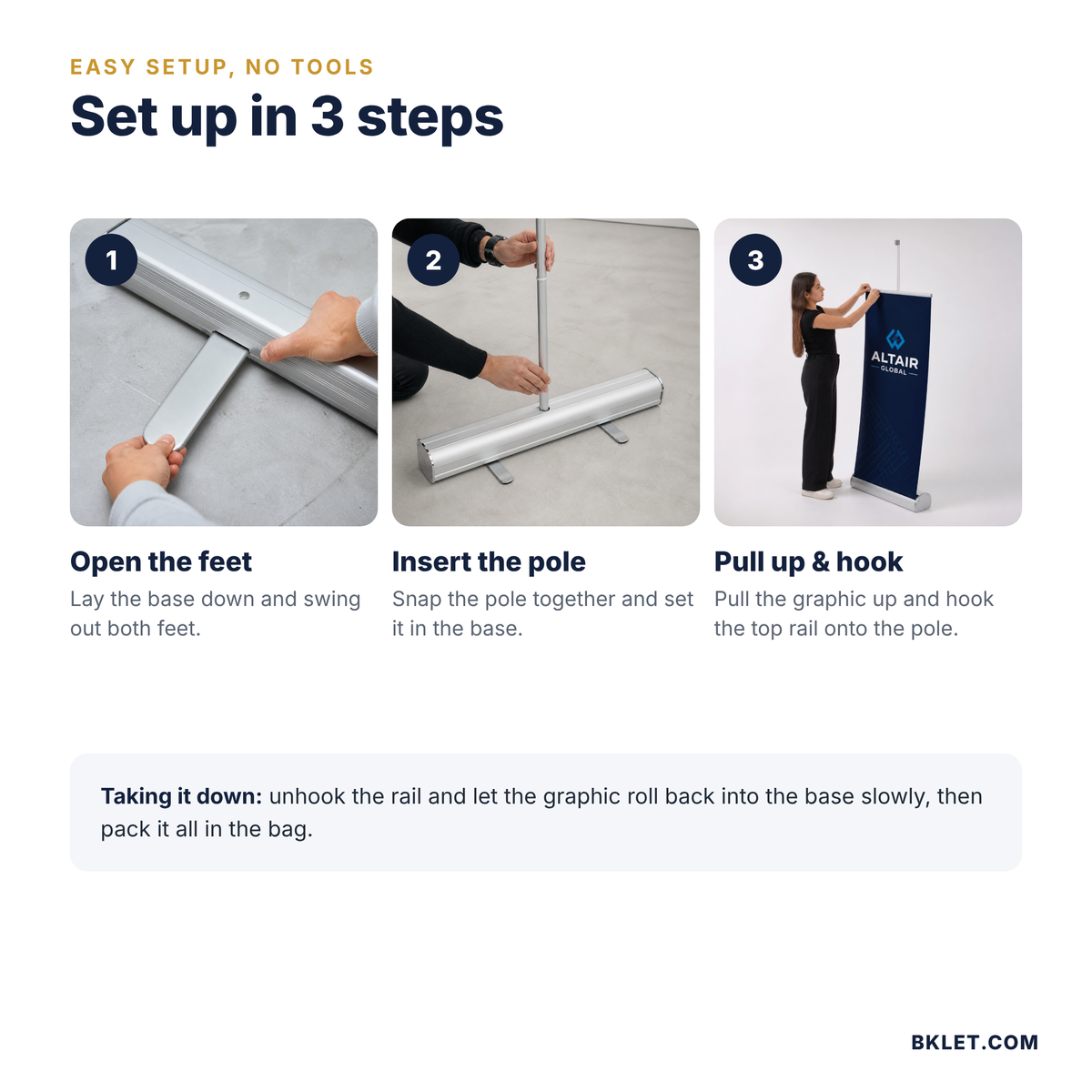 How to set up a roll-up banner stand in 3 steps