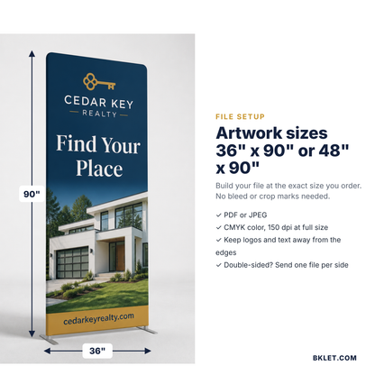 Artwork sizes 36 x 90 or 48 x 90 inches