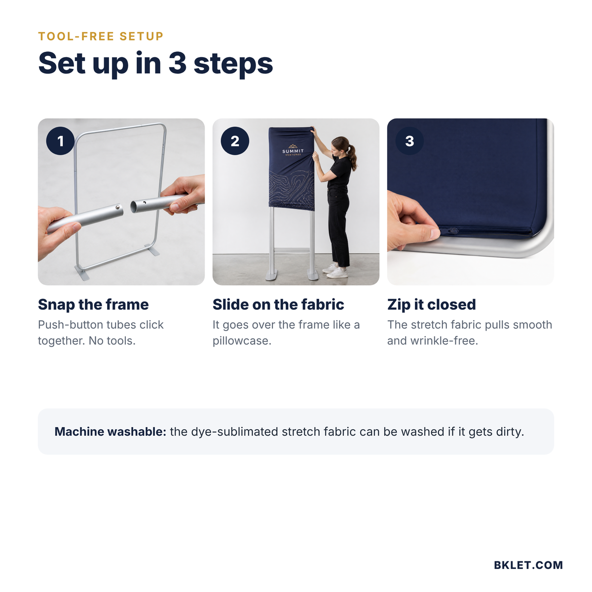 How to set up a tension fabric stand in 3 steps