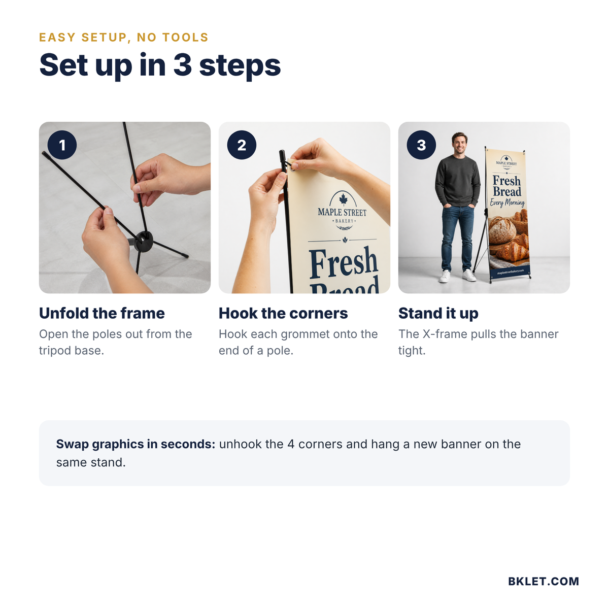 How to set up an X-banner stand in 3 steps